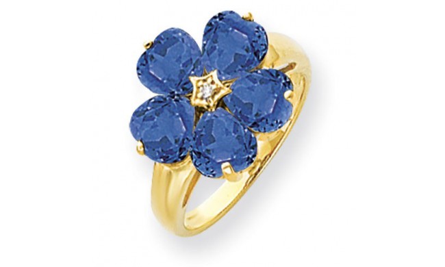Quality Gold 14k Yellow Gold 6mm Heart Sapphire & Diamond Ring