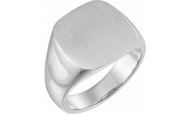 14K White 16x16 mm Square Signet Ring
