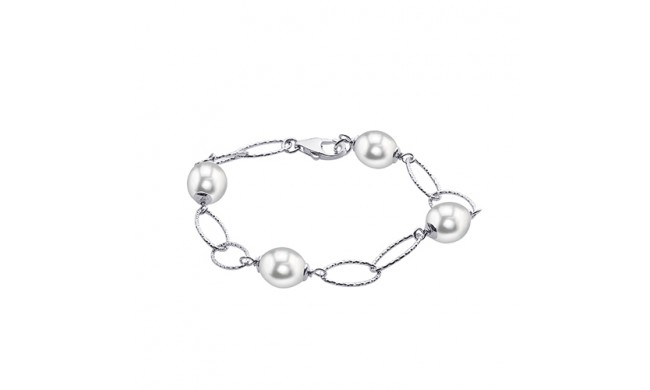 Imperial Pearl Sterling Silver Freshwater Pearl Oval Station Bracelet