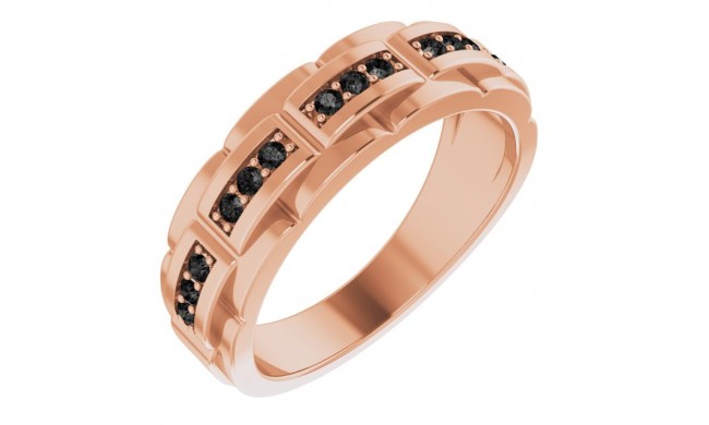 14K Rose 1/4 CTW Black Diamond Pattern Ring