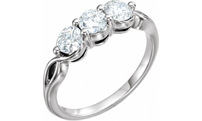 14K White 1 CTW Diamond Three-Stone Ring