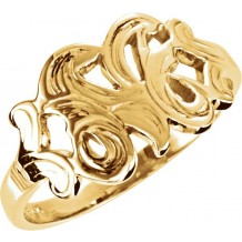 14K Yellow Script Initial M Ring