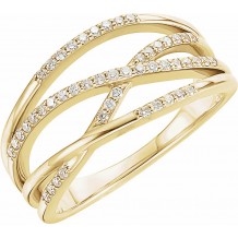 14K Yellow 1/5 CTW Diamond Criss-Cross Ring