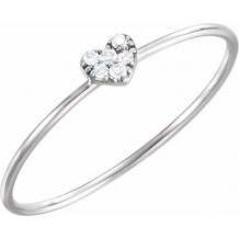 14K White .03 CTW Diamond Petite Heart Ring