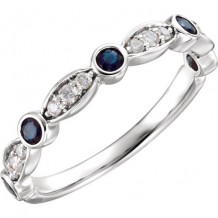 14k White Gold Stuller Diamond and Sapphire Stackable Ring