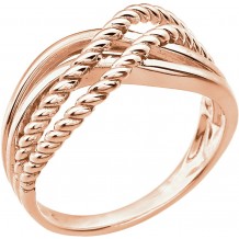 14K Rose Crossover Rope Design Ring