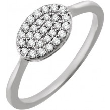 14K White 1/5 CTW Diamond Oval Cluster Ring