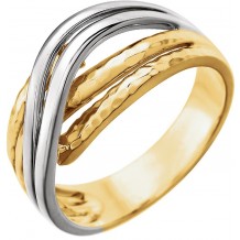 14K Yellow Overlap Hammered Ring