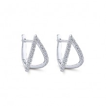 14k White Gold Gabriel & Co. Diamond Huggie Earrings