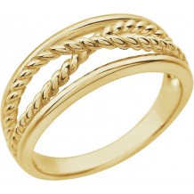 14K Yellow Criss-Cross Rope Ring