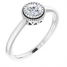 14K White Sapphire April Birthstone Ring