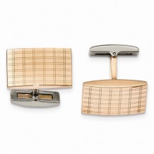 Chisel Stainless Steel Polished Rose IP Plated Laser Design Cufflinks