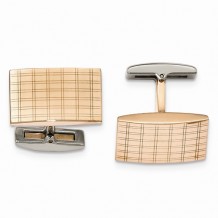 Chisel Stainless Steel Polished Rose IP Plated Laser Design Cufflinks