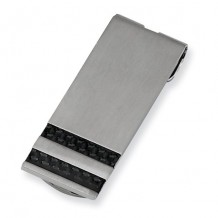 Chisel Stainless Steel Brushed Black Carbon Fiber Money Clip