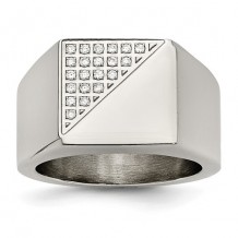 Chisel Stainless Steel Polished With Crystals Men's Ring