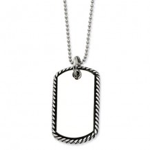 Chisel Stainless Steel Twisted Rope Edge Dog Tag Pendant Necklace