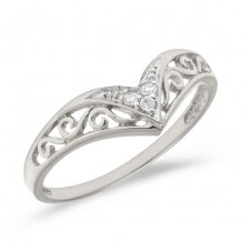 14K White Gold Diamond Chevron Ring