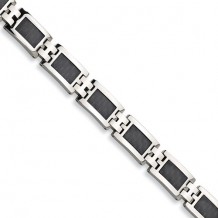 Chisel Stainless Steel Black Carbon Fiber 9in Bracelet