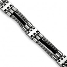 Chisel Stainless Steel Wire With Black Rubber 8.75in Bracelet