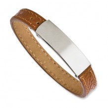 Chisel Stainless Steel Light Brown Leather Adjustable 8.25in Bracelet