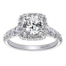 14k White Gold 0.70ct Diamond Gabriel & Co Halo Semi Mount Engagement Ring