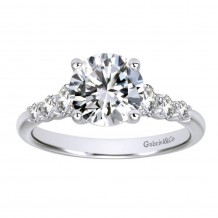 14k White Gold 0.50ct Diamond Gabriel & Co Straight Semi Mount Engagement Ring