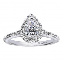 14k White Gold 0.32ct Diamond Gabriel & Co Halo Semi Mount Engagement Ring