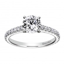 14k White Gold 0.47ct Diamond Gabriel & Co Straight Semi Mount Engagement Ring