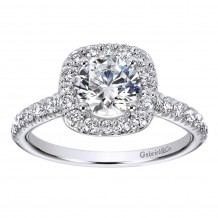 14k White Gold 0.55ct Diamond Gabriel & Co Halo Semi Mount Engagement Ring