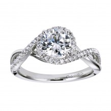 14k White Gold 0.24ct Diamond Gabriel & Co Criss Cross Semi Mount Engagement Ring