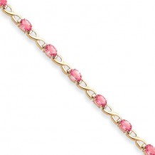 Quality Gold 14k Yellow Gold 7x5mm Oval Pink Sapphire Bracelet