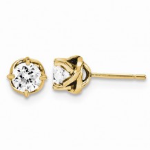 Quality Gold 14k Yellow Gold & Diamond Post Earrings