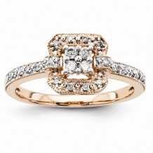 Quality Gold 14K Rose Gold Multi-Stone Diamond Engagement Ring