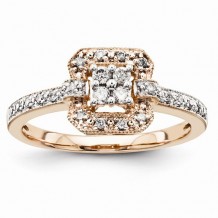 Quality Gold 14K Rose Gold Multi-Stone Diamond Engagement Ring