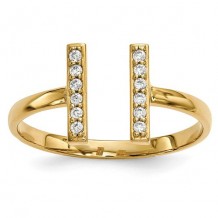 Quality Gold 14k Yellow Gold Diamond Double Bar Ring