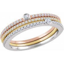 14K White/Yellow/Rose 3/8 CTW Diamond Stackable Rings - Set of 3