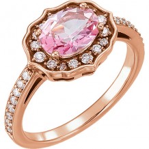 14k Rose Gold Stuller 1/3ct Diamond and Pink Topaz Ring