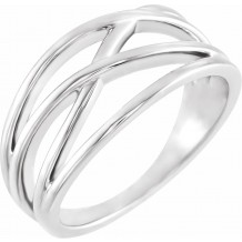 14K White 10.2 mm Criss-Cross Ring