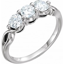 14K White 1 CTW Diamond Three-Stone Ring