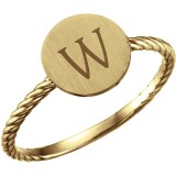 14K Yellow Round Engravable Rope Ring photo 3