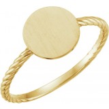 14K Yellow Round Engravable Rope Ring photo