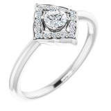 14K White 1/3 CTW Diamond Halo-Style Clover Ring photo