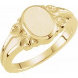 14K Yellow 9.7x8 mm Oval Signet Ring photo 3