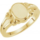 14K Yellow 9.7x8 mm Oval Signet Ring photo