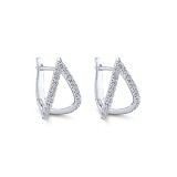 14k White Gold Gabriel & Co. Diamond Huggie Earrings photo