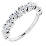 14K White 1/2 CTW Diamond Tilted Marquise Anniversary Band photo
