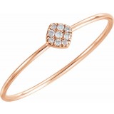 14K Rose 1/8 CTW Diamond Petite Square Ring photo