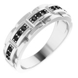 14K White 1/4 CTW Black Diamond Pattern Ring photo