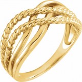 14K Yellow Crossover Rope Design Ring photo