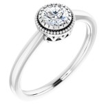 14K White Sapphire April Birthstone Ring photo
